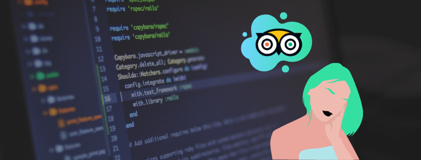 Code and a confused woman in front of it TripAdvisor API